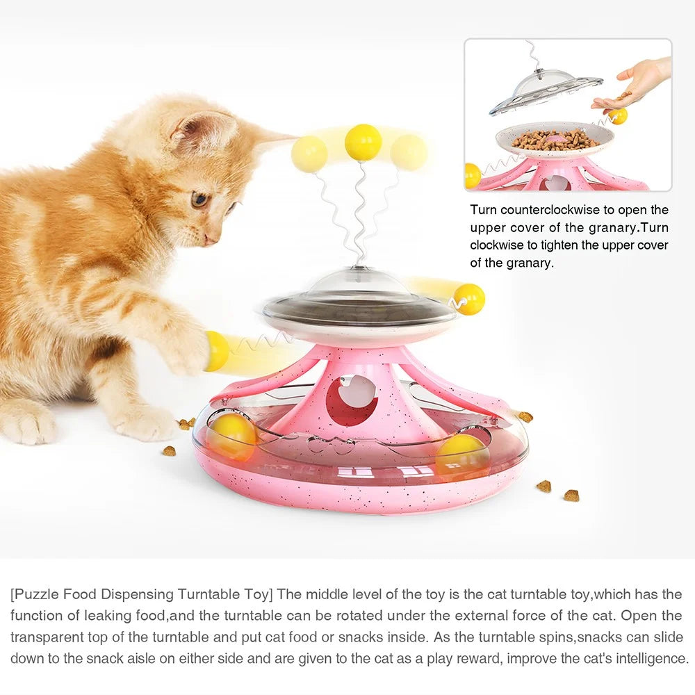 MZP-01 Cat Turntable Leaking Food Toy Pet Toy Gift Funny Cat Stick Cat Feeding Roller Turntable (CE / CPC / FDA / ROHS Certified, BPA Free) - Pink - 6