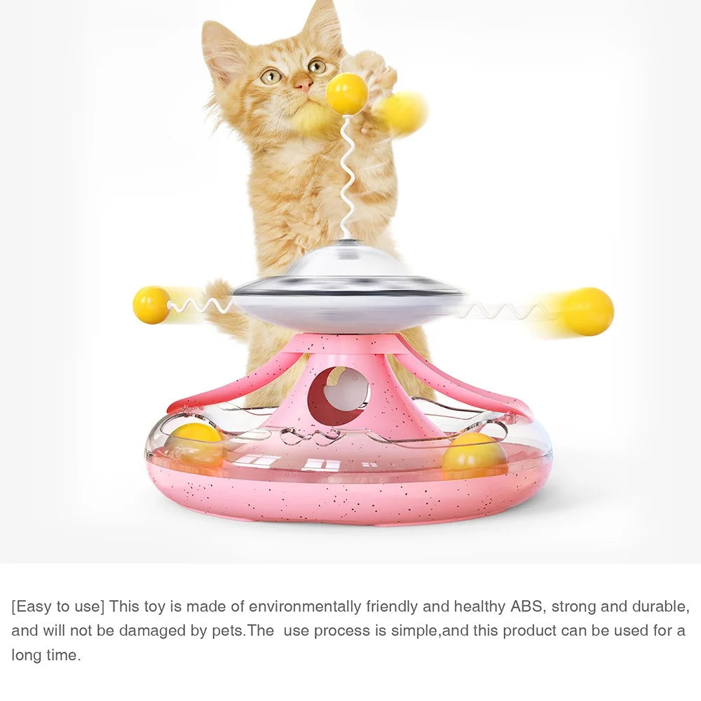 MZP-01 Cat Turntable Leaking Food Toy Pet Toy Gift Funny Cat Stick Cat Feeding Roller Turntable (CE / CPC / FDA / ROHS Certified, BPA Free) - Pink - 7