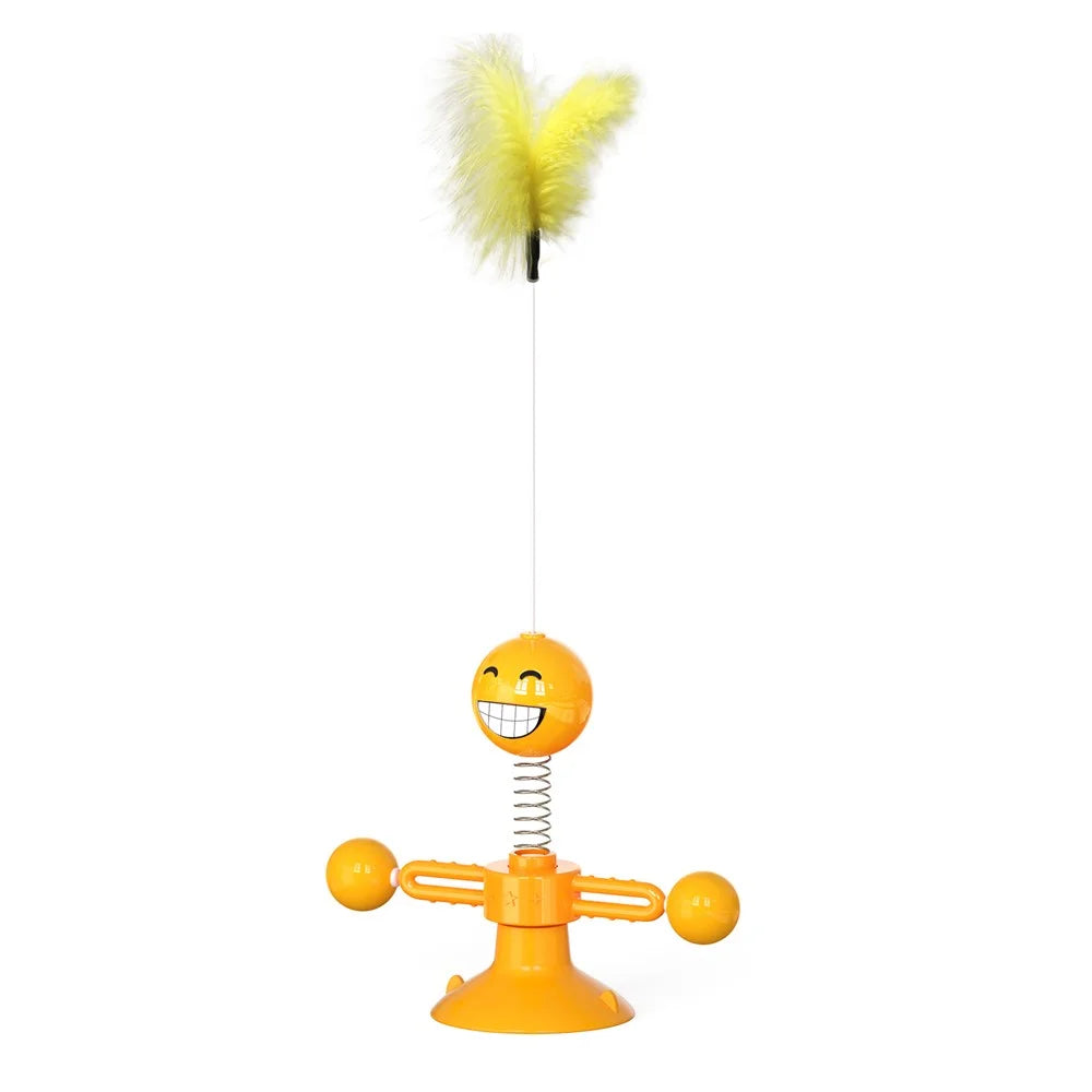 ZH-08 Rotating Windmill Spring Figure Cat Toys Gift with Feathers Interactive Cats Ball Toys Funny Exercise Kitten Teaser Toys for Indoor Pets - Orange - 2