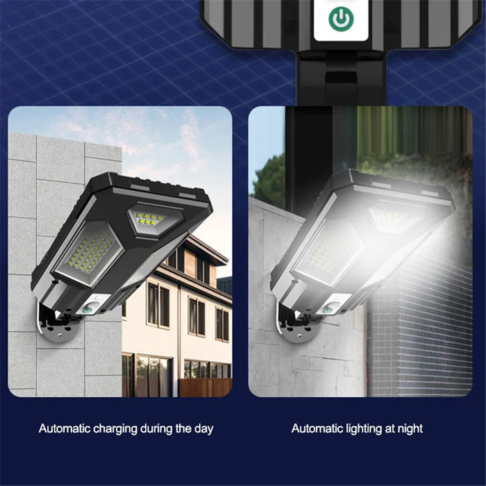 V95 Solar Powered Street Light 4 Gears Human Sensor Lamp with Remote Control - 87-LED - 4