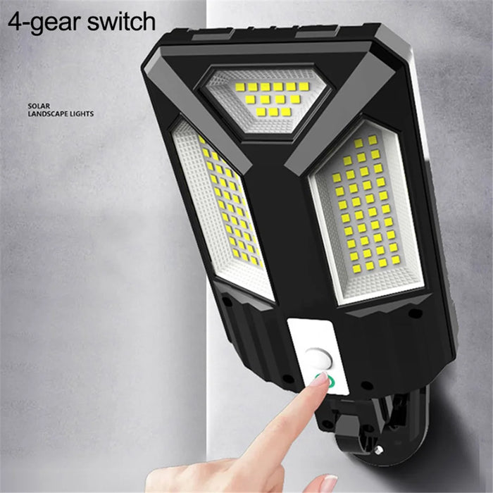 V95 Solar Powered Street Light 4 Gears Human Sensor Lamp with Remote Control - 87-LED - 7