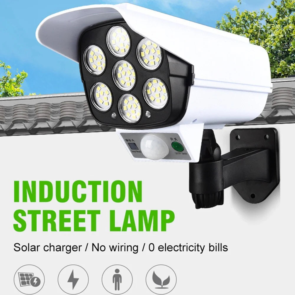 2178T Camera Type Solar 77 LED Light Motion Sensor Garden Lamp Wall-Mounted Street Light Searchlight with Remote - 2