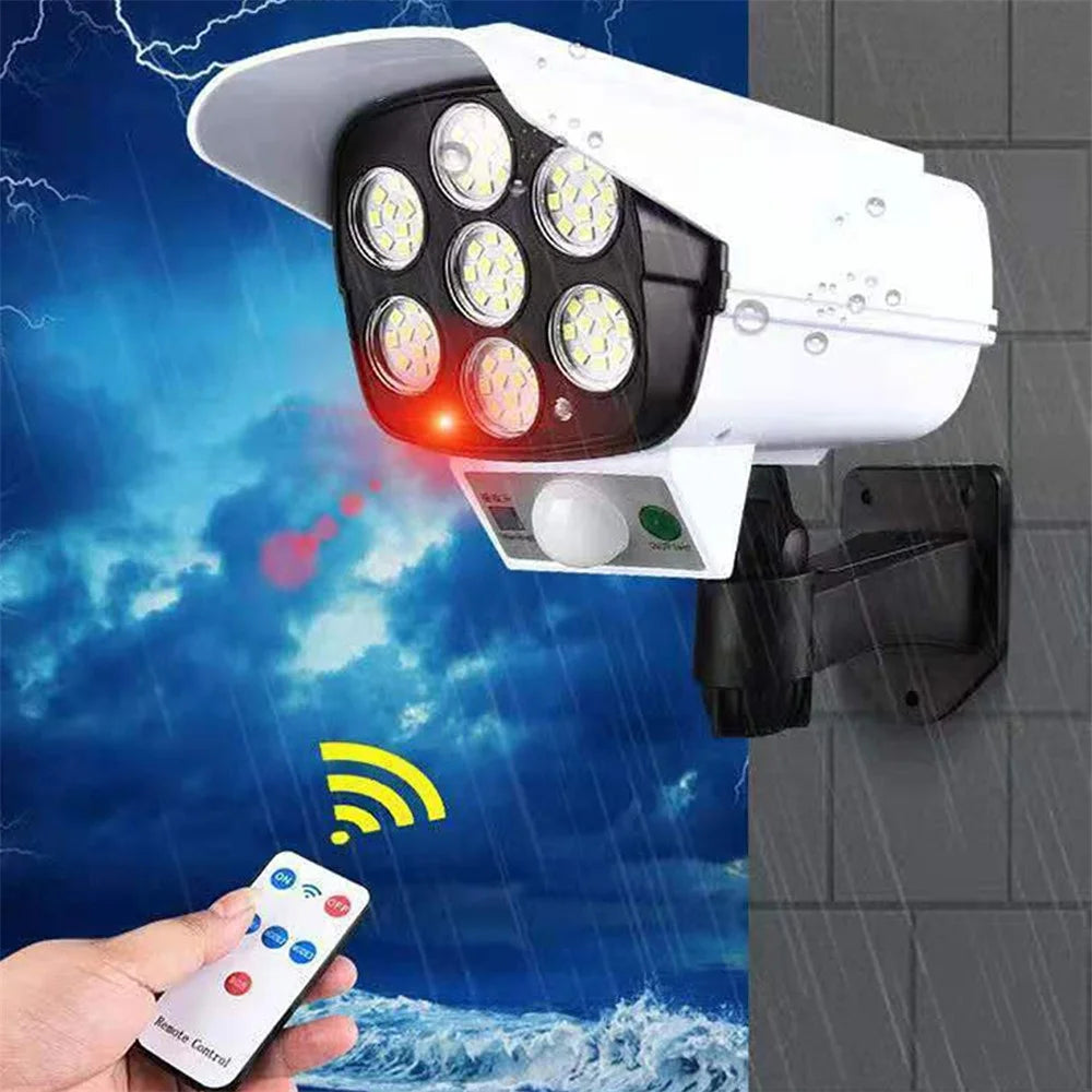 2178T Camera Type Solar 77 LED Light Motion Sensor Garden Lamp Wall-Mounted Street Light Searchlight with Remote - 3