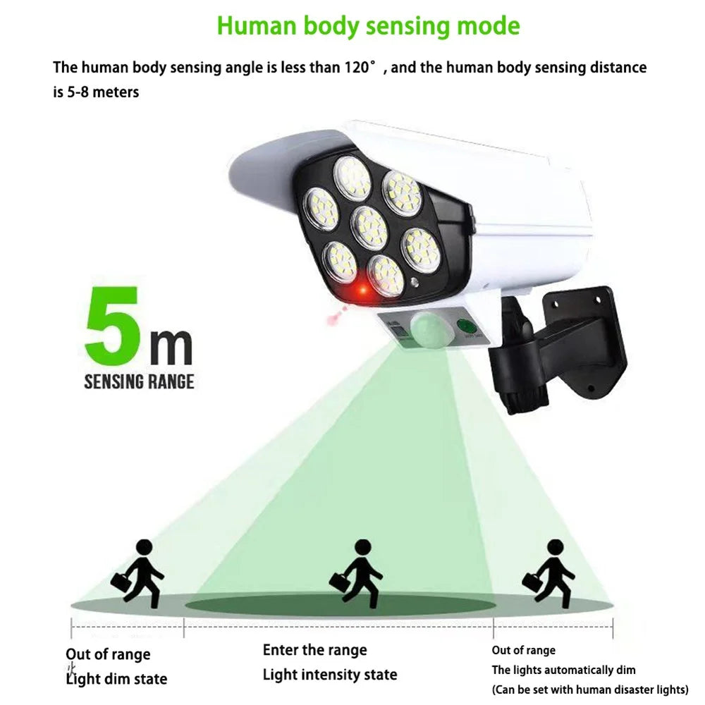 2178T Camera Type Solar 77 LED Light Motion Sensor Garden Lamp Wall-Mounted Street Light Searchlight with Remote - 5