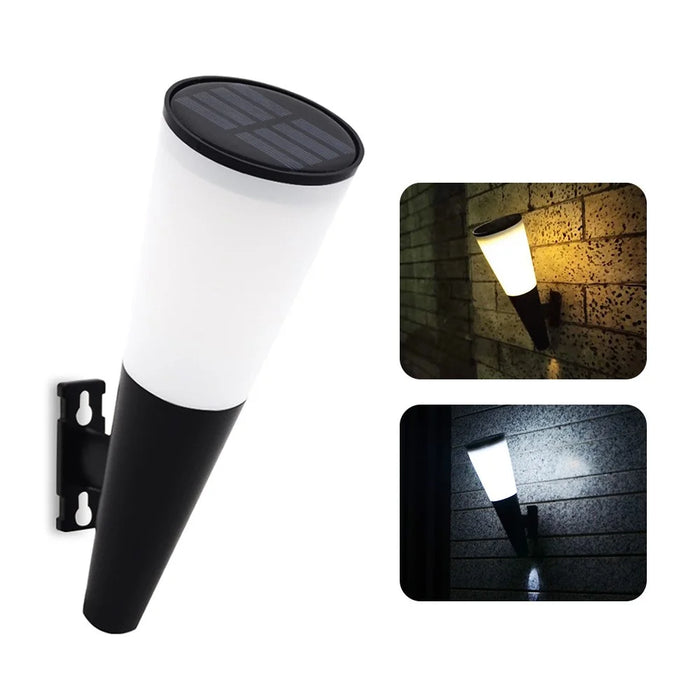 N230 2Pcs Torch Shape Outdoor Solar Light Waterproof Garden Yard Wall Mount LED Street Lamp - Dual Color - 1
