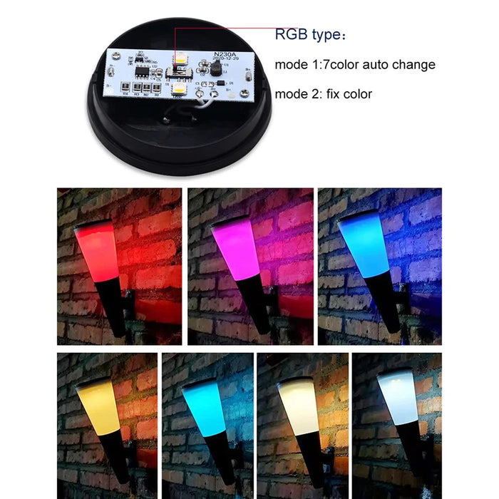 N230 2Pcs Torch Shape Outdoor Solar Light Waterproof Garden Yard Wall Mount LED Street Lamp - Dual Color - 3