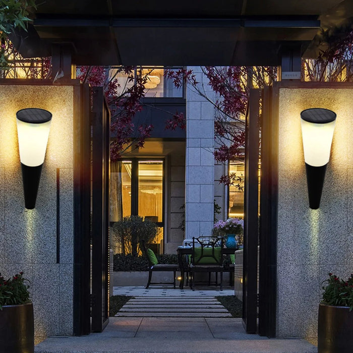 N230 2Pcs Torch Shape Outdoor Solar Light Waterproof Garden Yard Wall Mount LED Street Lamp - Dual Color - 6