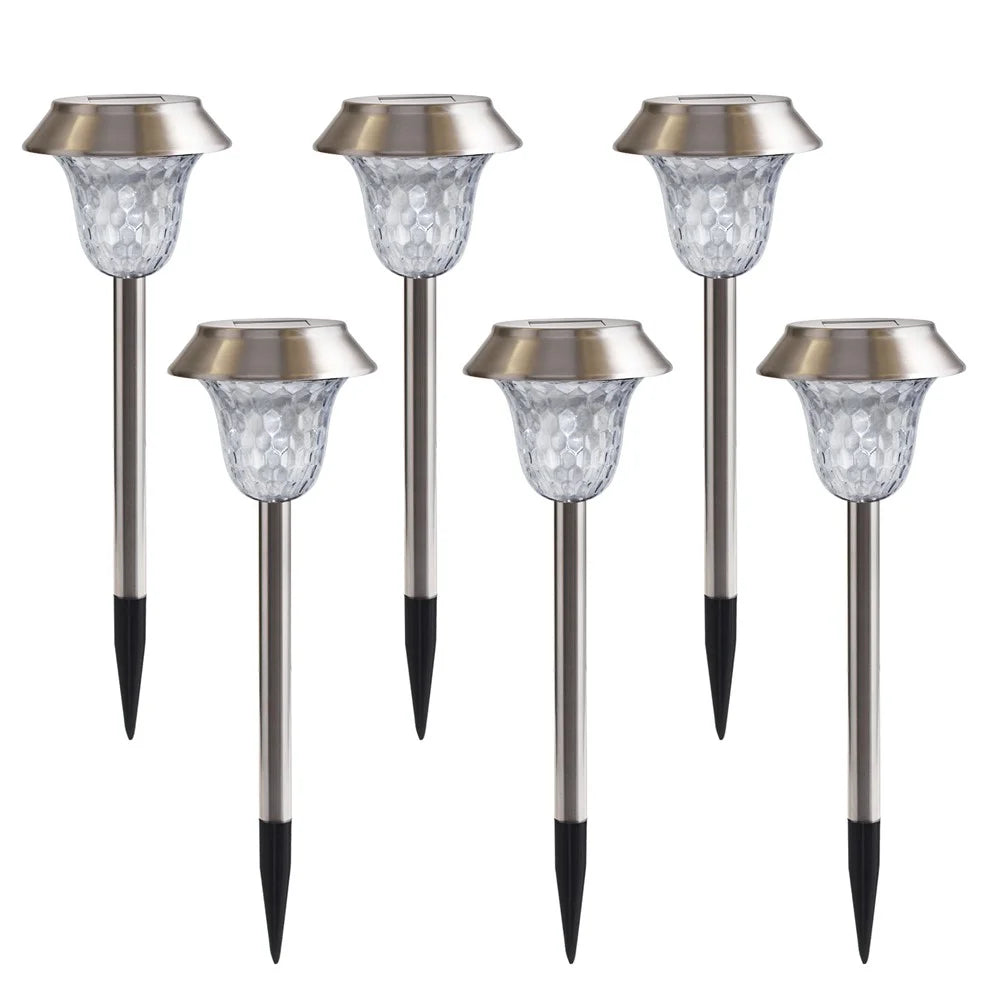 CIS-57453A 6Pcs / Set Stainless Steel Garden Light IP65 Waterproof Solar Powered Stake Lawn Lamp - 1