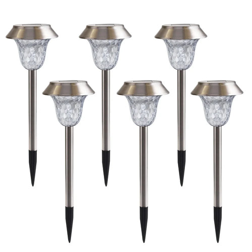 CIS-57453A 6Pcs / Set Stainless Steel Garden Light IP65 Waterproof Solar Powered Stake Lawn Lamp - 1
