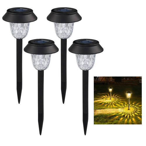 CIS-57454 4Pcs / Set Solar LED Garden Light IP65 Waterproof Ground Stake Lamp for Lawn Patio Yard - Warm White Light - 1