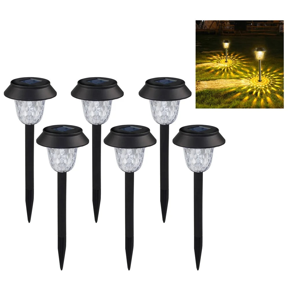 CIS-57454 6Pcs / Set IP65 Waterproof Garden Stake Light Solar Powered LED Lamp for Patio Yard Lawn - Warm White Light - 1