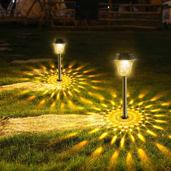 CIS-57454 2Pcs / Set Outdoor Garden Stake Solar Light IP65 Waterproof Lamp Walkway Path Yard Patio Decor - Warm White Light - 7