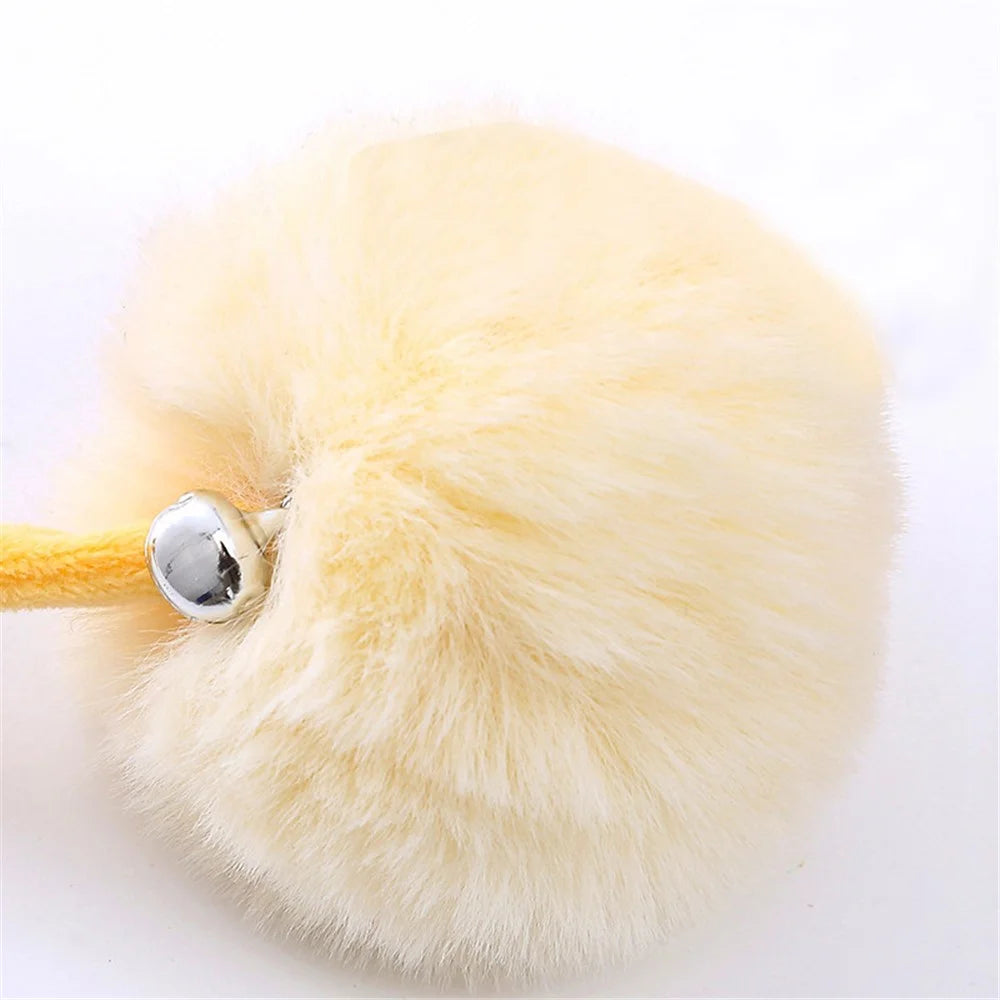 TG-CTOY0086 Cat Spring Toy Hanging Stretchable Spring with Pompom Bell Soft Plush Pet Interactive Toy Gift ST - Yellow - 4