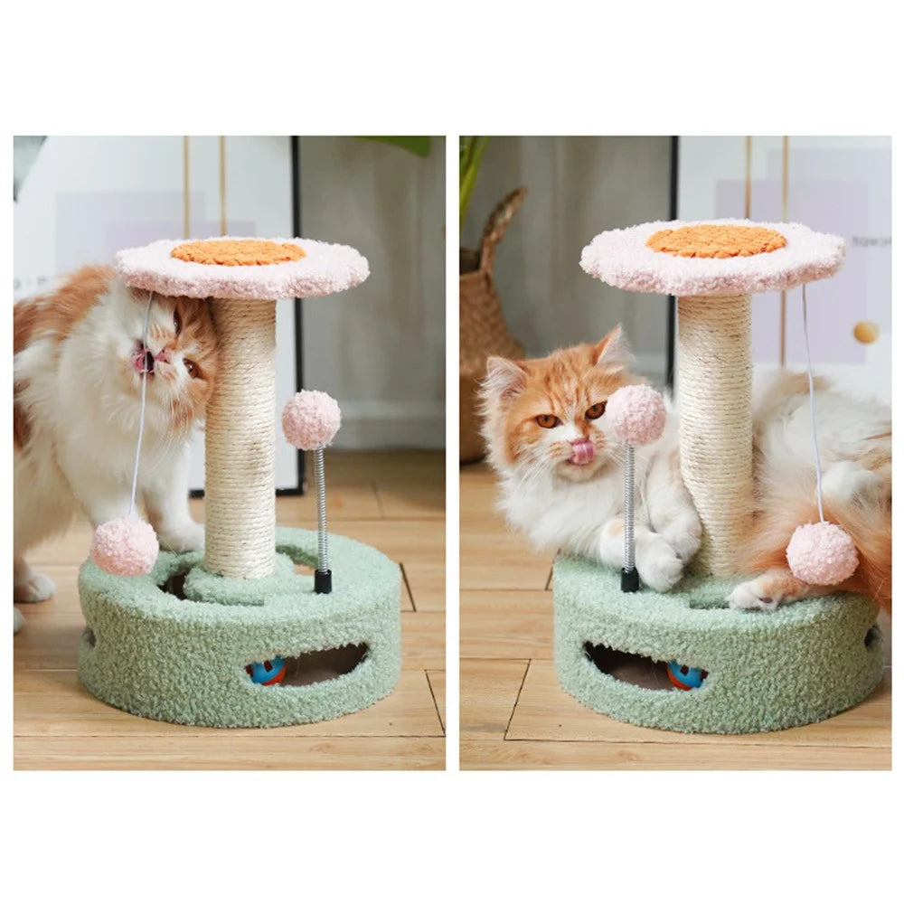 Cat Tree Cat Tower Pet Play Climbing Stand with Dangling Ball for Kittens Adult Cats - Green+Pink - 2