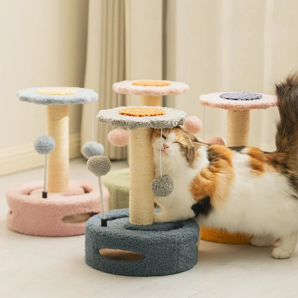 Cat Tree Cat Tower Pet Play Climbing Stand with Dangling Ball for Kittens Adult Cats - Green+Pink - 7