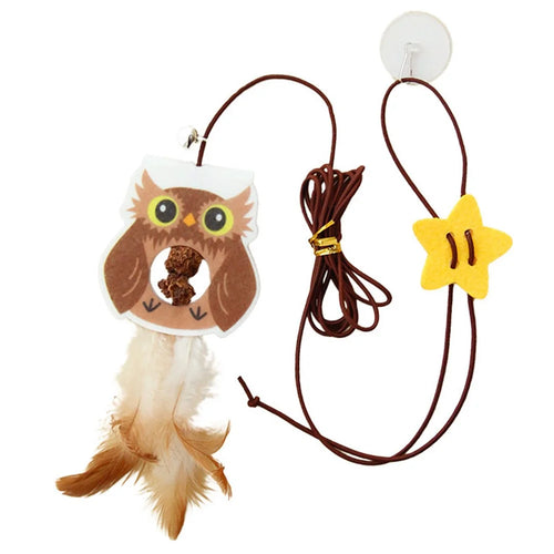 Funny Swing Toy for Cats with Elastic Rope Stick On Hanging Interactive Kitten Teaser ST - Owl - 1