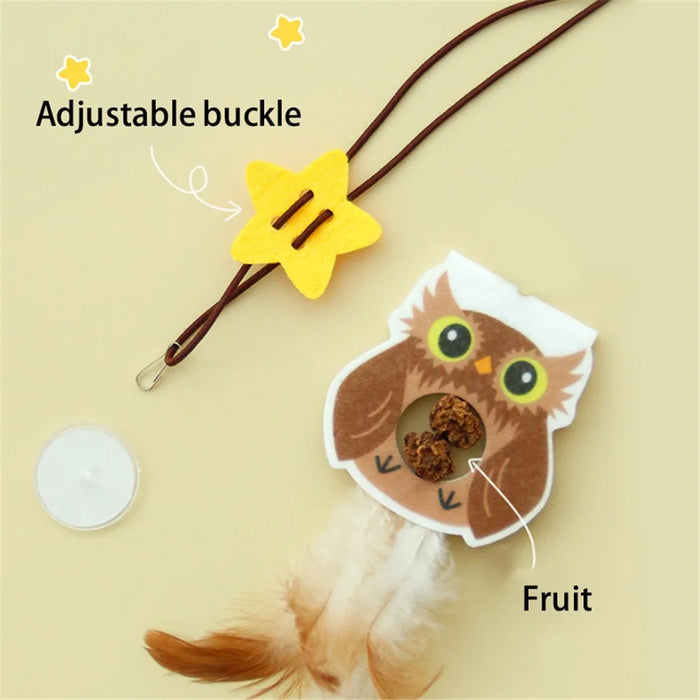 Funny Swing Toy for Cats with Elastic Rope Stick On Hanging Interactive Kitten Teaser ST - Owl - 3