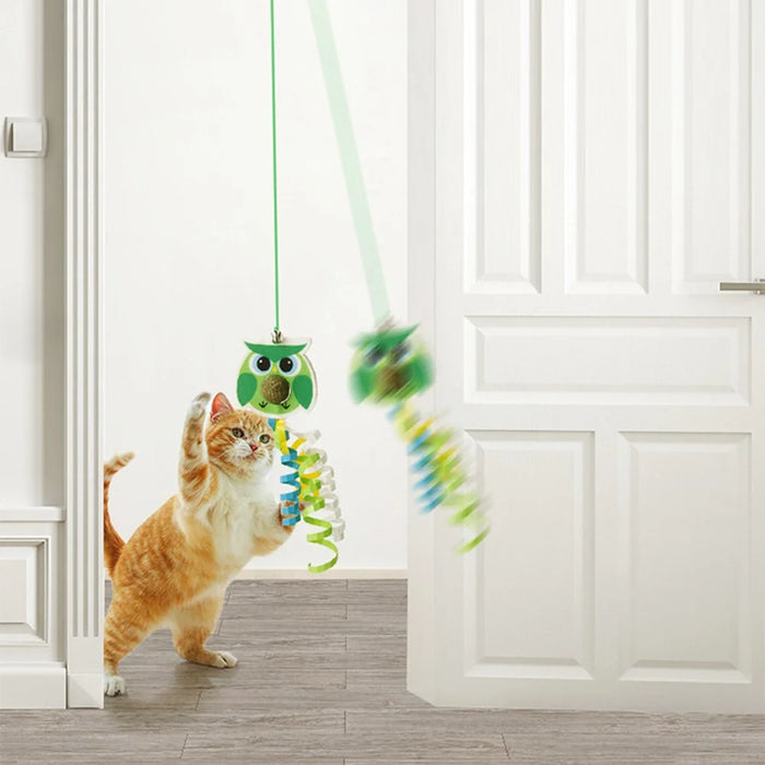 Funny Swing Toy for Cats with Elastic Rope Stick On Hanging Interactive Kitten Teaser ST - Owl - 5