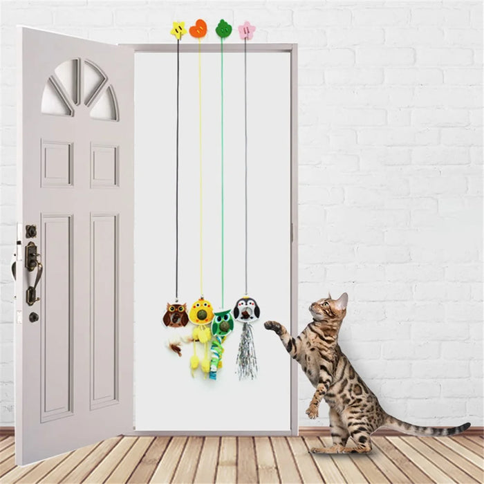 Funny Swing Toy for Cats with Elastic Rope Stick On Hanging Interactive Kitten Teaser ST - Owl - 6