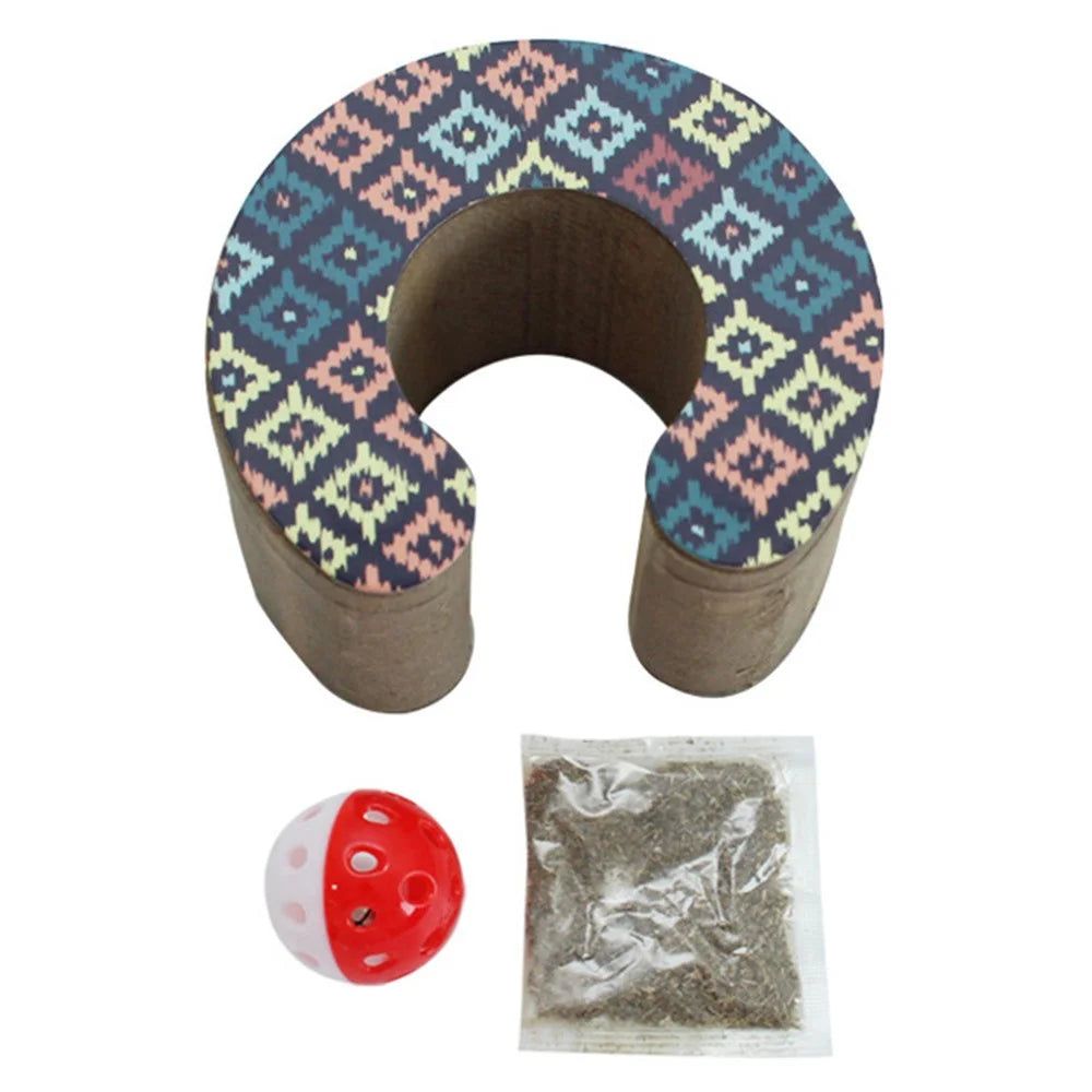 Magic Organ Cat Scratching Board with Bell Corrugated Paper Interactive Claw Grinding Toy ST - Retroflex Pattern - 1