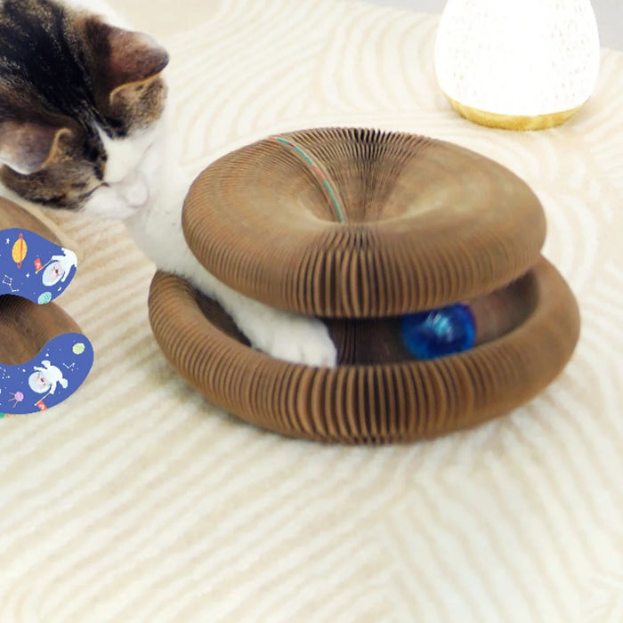 Magic Organ Cat Scratching Board with Bell Corrugated Paper Interactive Claw Grinding Toy ST - Retroflex Pattern - 4