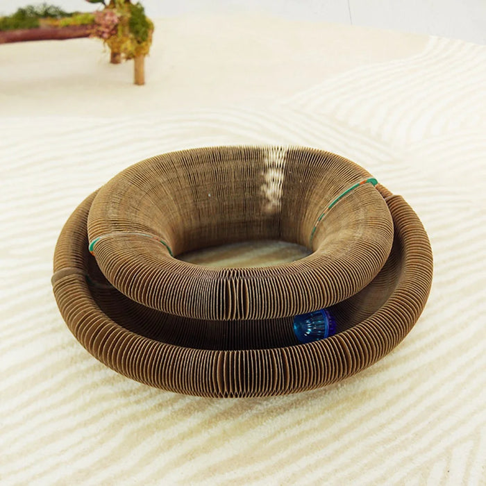 Magic Organ Cat Scratching Board with Bell Corrugated Paper Interactive Claw Grinding Toy ST - Retroflex Pattern - 6