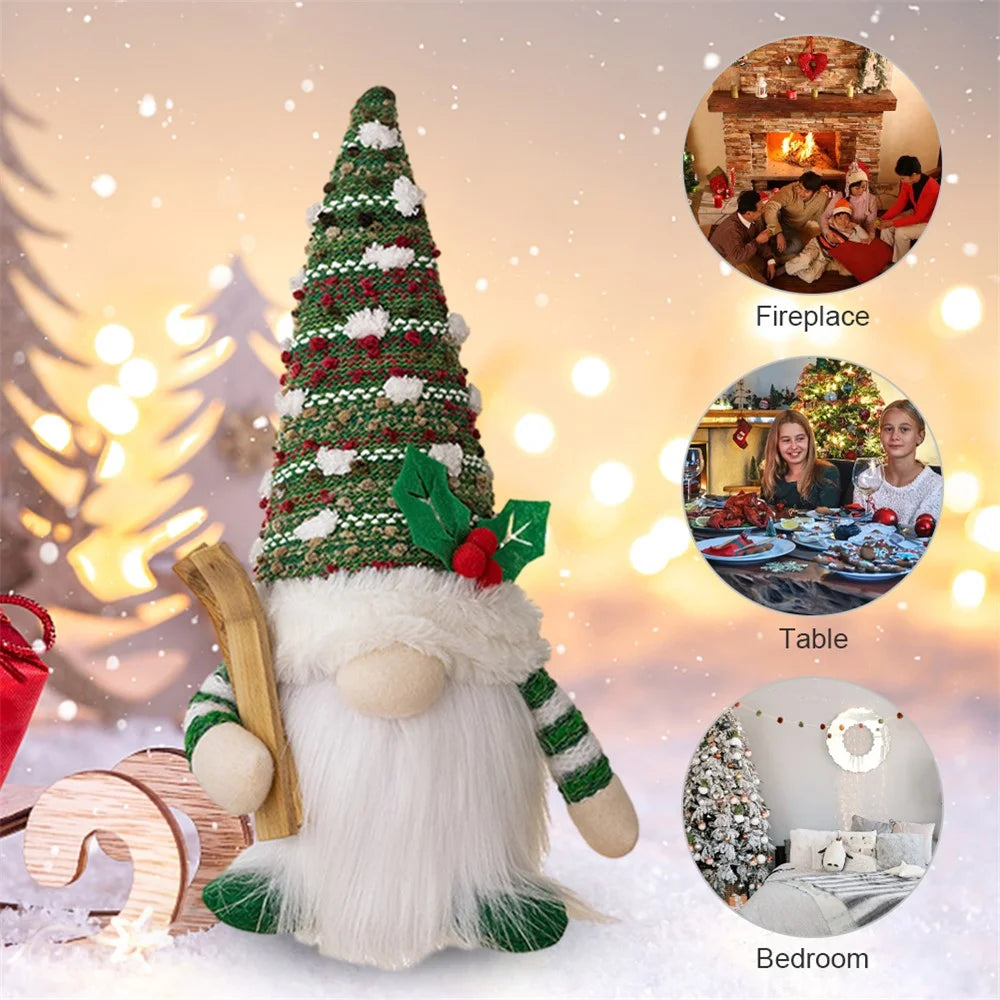 Cloth+PVC Snow Christmas Toy LED Light Stuffed Rudolph Toddlers Xmas Holiday Gift - Green - 2