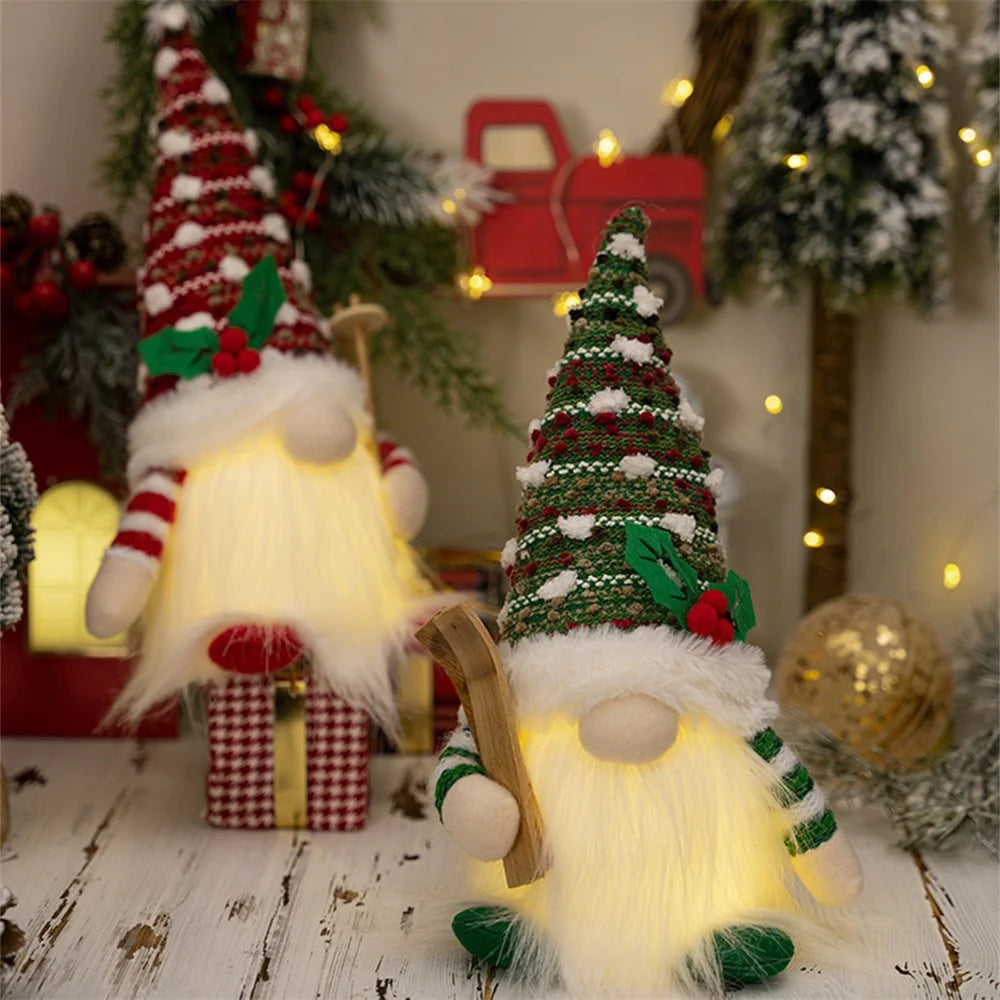 Cloth+PVC Snow Christmas Toy LED Light Stuffed Rudolph Toddlers Xmas Holiday Gift - Green - 5