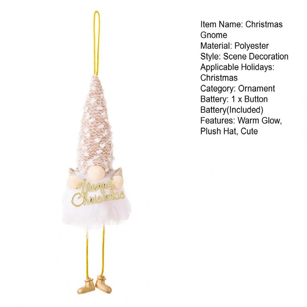 Sequin Christmas Plush Decorations Cloth LED Light Battery Operated Doll Xmas Ornament Gift for Holiday - Boy - 4