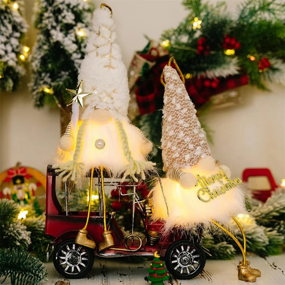 Sequin Christmas Plush Decorations Cloth LED Light Battery Operated Doll Xmas Ornament Gift for Holiday - Boy - 5