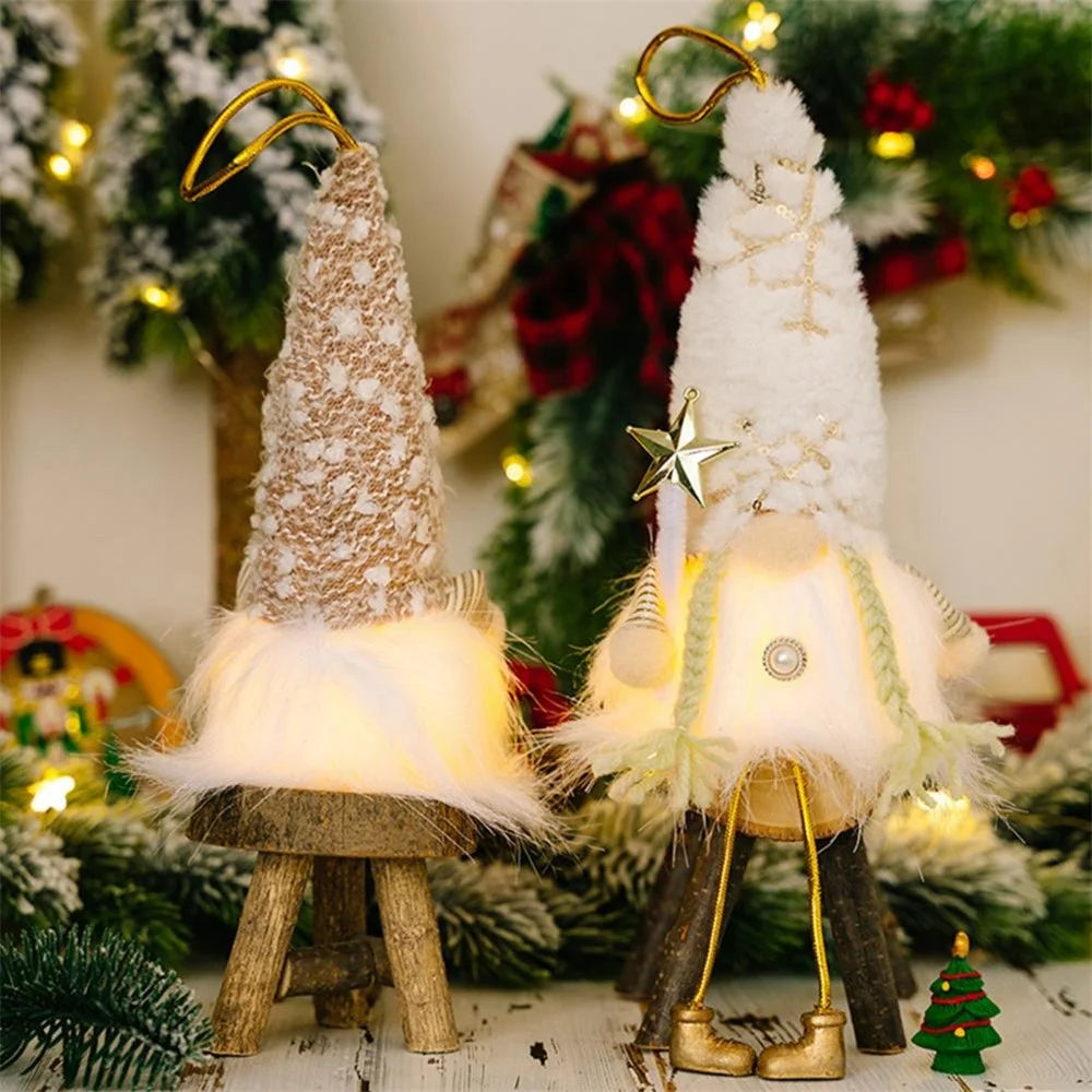 Sequin Christmas Plush Decorations Cloth LED Light Battery Operated Doll Xmas Ornament Gift for Holiday - Boy - 6