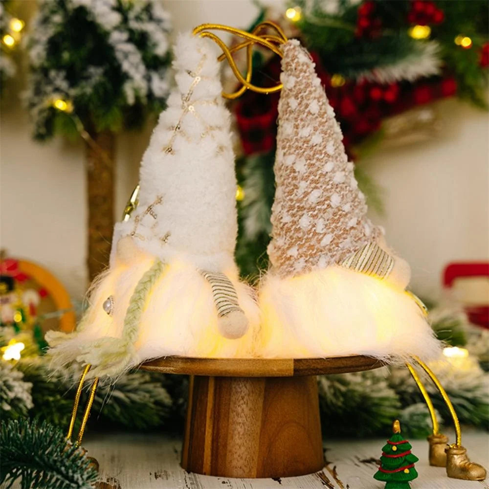Sequin Christmas Plush Decorations Cloth LED Light Battery Operated Doll Xmas Ornament Gift for Holiday - Boy - 7