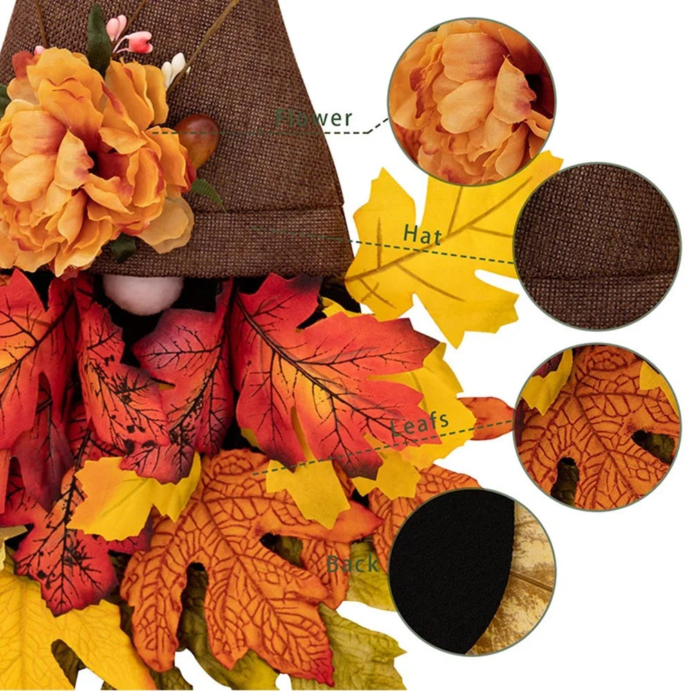 Christmas Home Door Wreath Hanging Ornament Gift Autumns Harvest Fall Wreath Window Decoration - 3