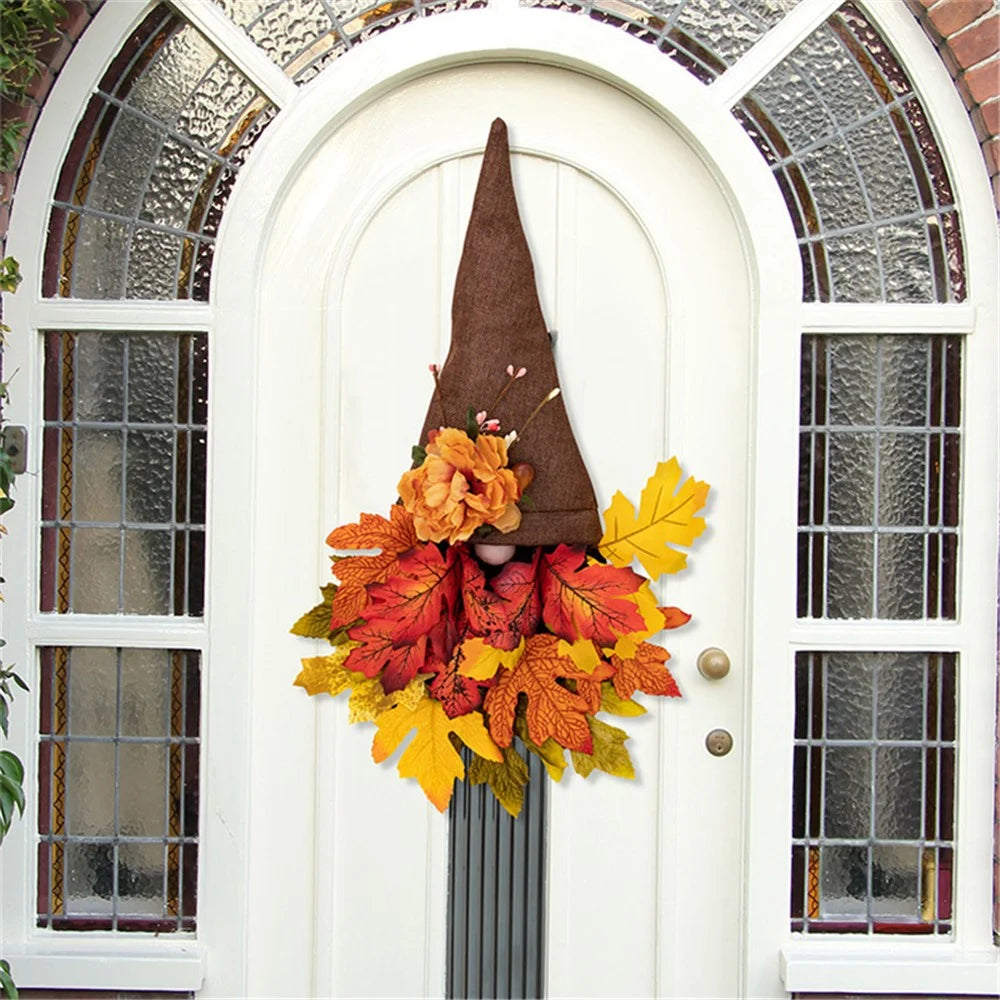 Christmas Home Door Wreath Hanging Ornament Gift Autumns Harvest Fall Wreath Window Decoration - 4