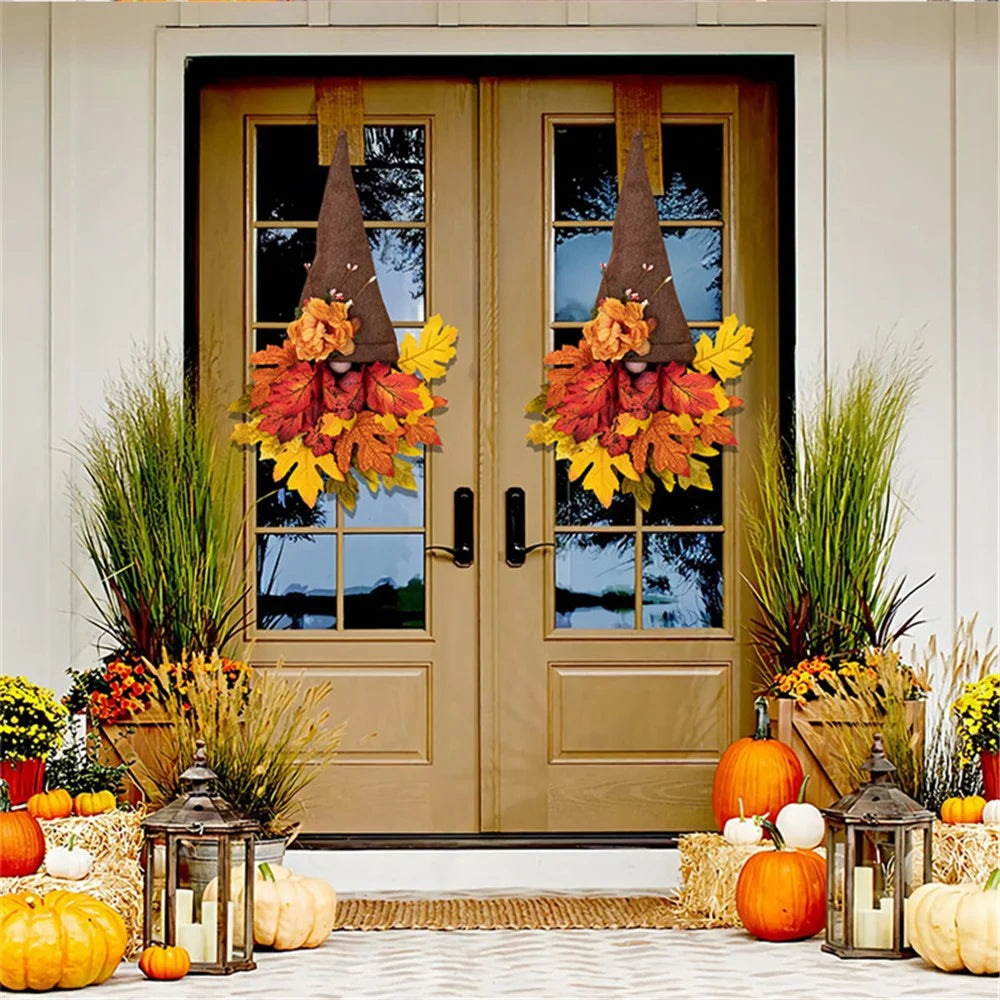 Christmas Home Door Wreath Hanging Ornament Gift Autumns Harvest Fall Wreath Window Decoration - 5