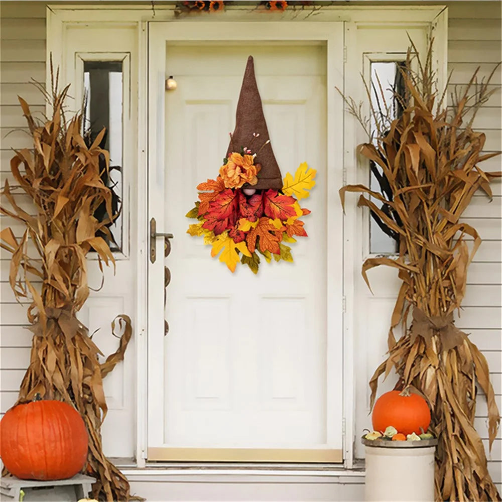 Christmas Home Door Wreath Hanging Ornament Gift Autumns Harvest Fall Wreath Window Decoration - 7