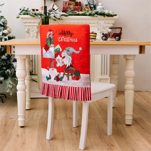 Christmas Pattern Dining Chair Slipcover Cloth Sleeve Chair Back Cover Protector for Home Dining Room - Stripe - 1