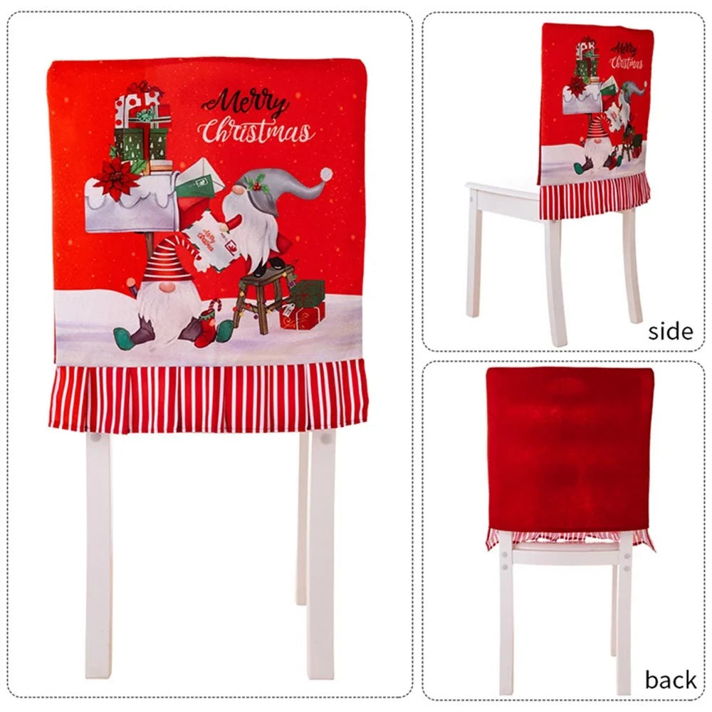 Christmas Pattern Dining Chair Slipcover Cloth Sleeve Chair Back Cover Protector for Home Dining Room - Stripe - 2