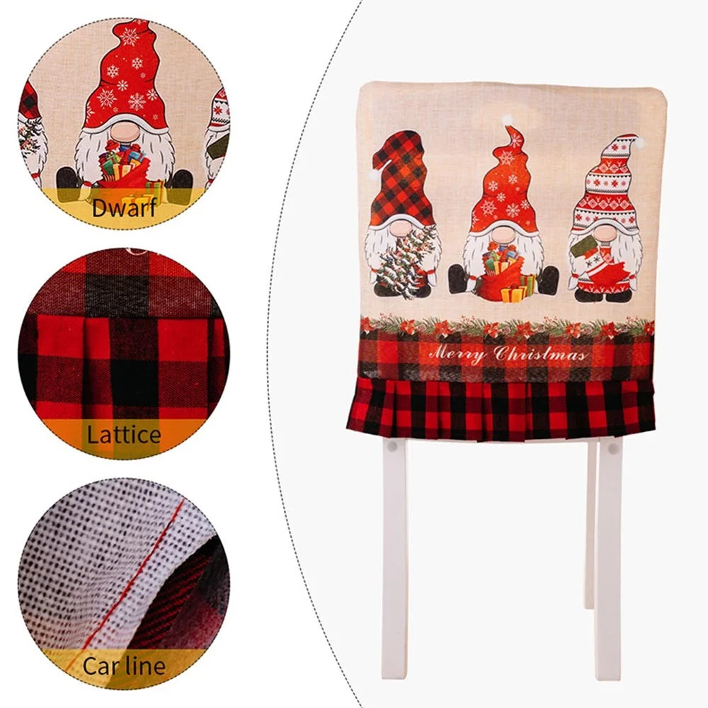 Christmas Pattern Dining Chair Slipcover Cloth Sleeve Chair Back Cover Protector for Home Dining Room - Stripe - 3