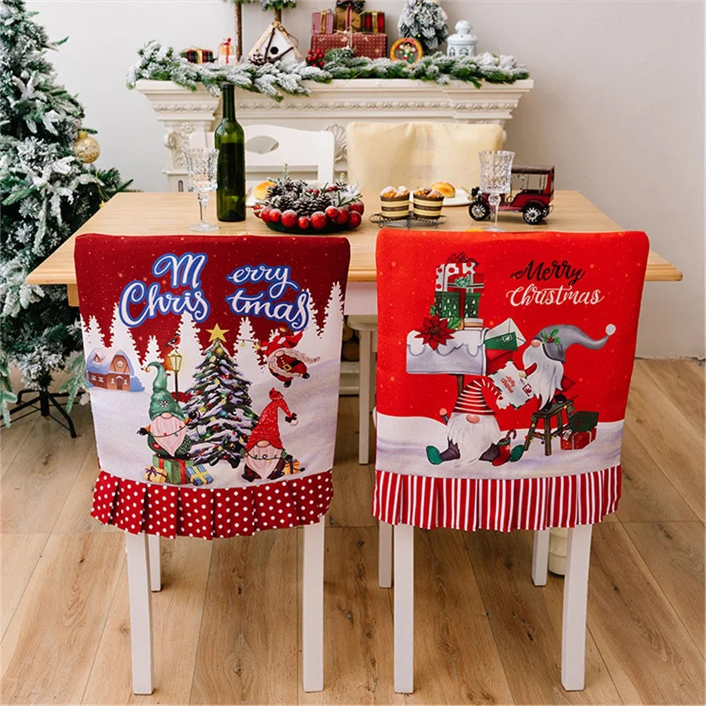 Christmas Pattern Dining Chair Slipcover Cloth Sleeve Chair Back Cover Protector for Home Dining Room - Stripe - 4