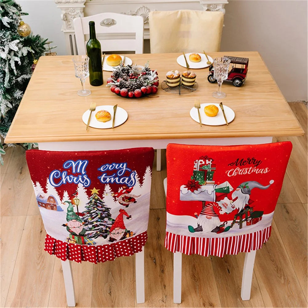 Christmas Pattern Dining Chair Slipcover Cloth Sleeve Chair Back Cover Protector for Home Dining Room - Stripe - 5