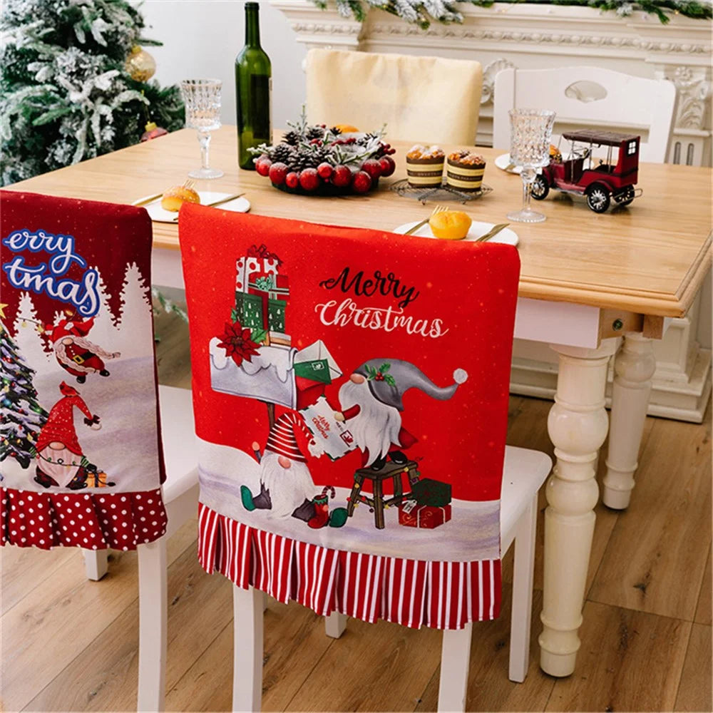 Christmas Pattern Dining Chair Slipcover Cloth Sleeve Chair Back Cover Protector for Home Dining Room - Stripe - 6