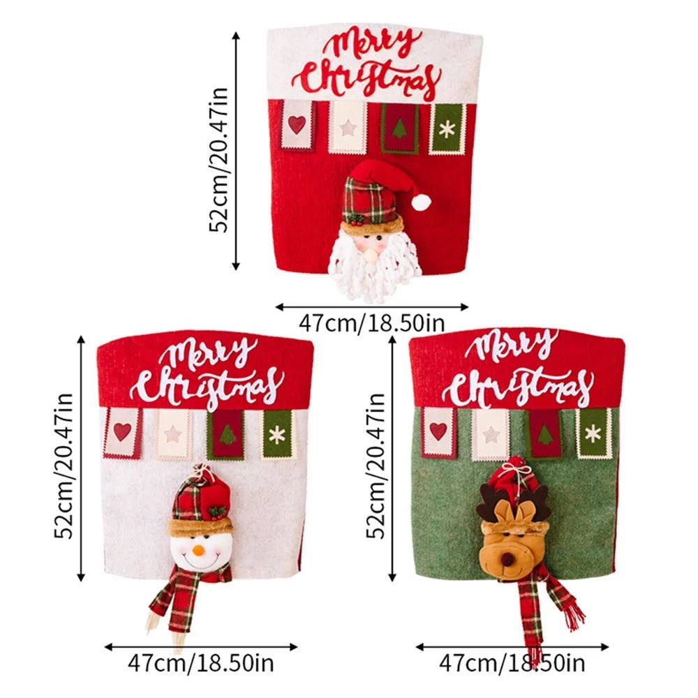 Cute Cartoon Decor Christmas Dining Chair Slipcover Cloth Sleeve Chair Back Cover Protector Gift for Home Dining Room - Santa - 7
