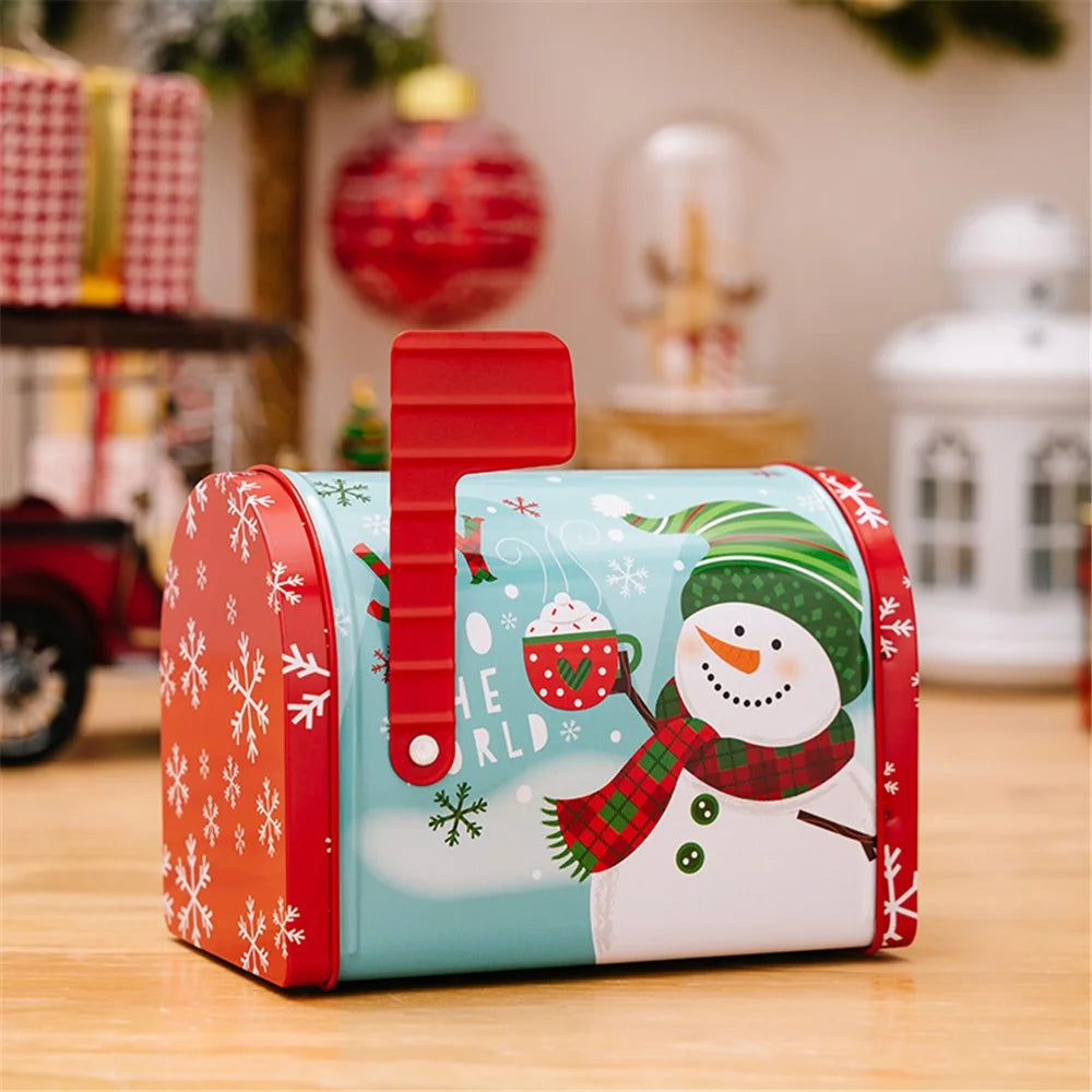 Iron Christmas Candy Treat Box Goodie Gift Storage Case for Wedding Birthday Party Favors - Snowman - 2