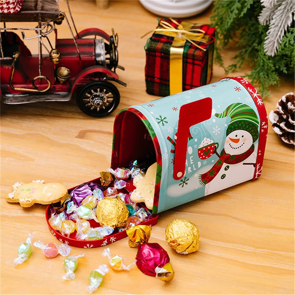 Iron Christmas Candy Treat Box Goodie Gift Storage Case for Wedding Birthday Party Favors - Snowman - 5