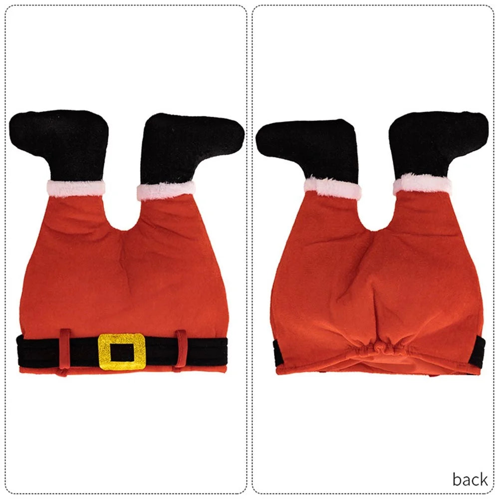 PP + Cotton Christmas Pants Hats Santa Claus Legs Caps Party Hat Dress Up Winter Party Ornament Xmas Decorations Gift - Red - 4