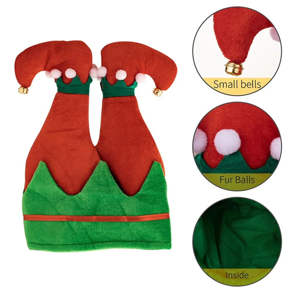PP + Cotton Christmas Pants Hats Santa Claus Legs Caps Party Hat Dress Up Winter Party Ornament Xmas Decorations Gift - Red - 5