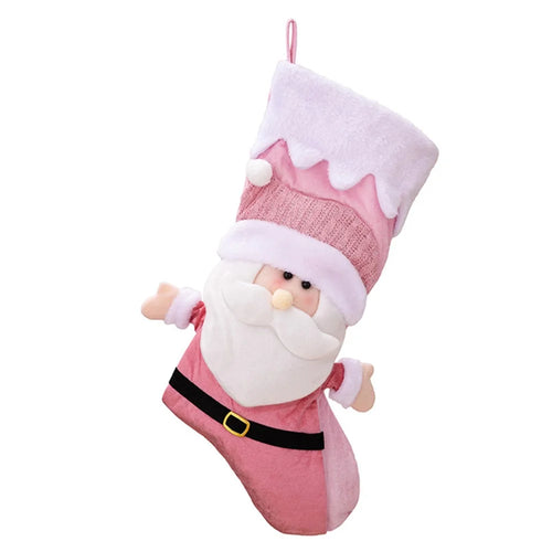 Christmas Cloth Stockings Xmas Ornament Hanging Present Holder Stocking Decoration Gift New Year Party Home Decor - Santa - 1
