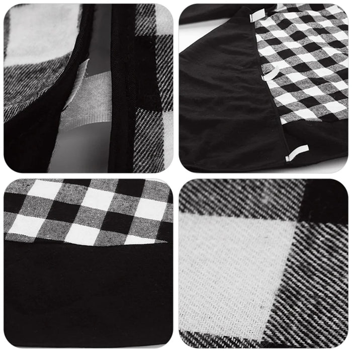 Christmas Tree Skirt Black and White Plaid Cloth Decoration Xmas Tree Ornament Gift for Home Holiday Decor - 7