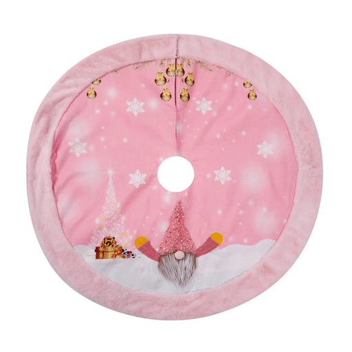 Flannel Xmas Tree Ornament Gift Pink Christmas Tree Skirt Gnome Snow Pattern Decoration Home Holiday Decor with LED Light - Boy - 1
